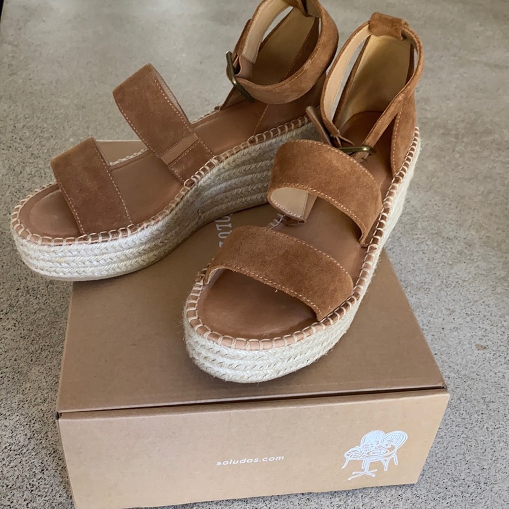 Soludos Platform walnut suede sandals